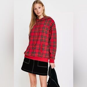 Levi's Red and Green Plaid Hoodie Sz Large